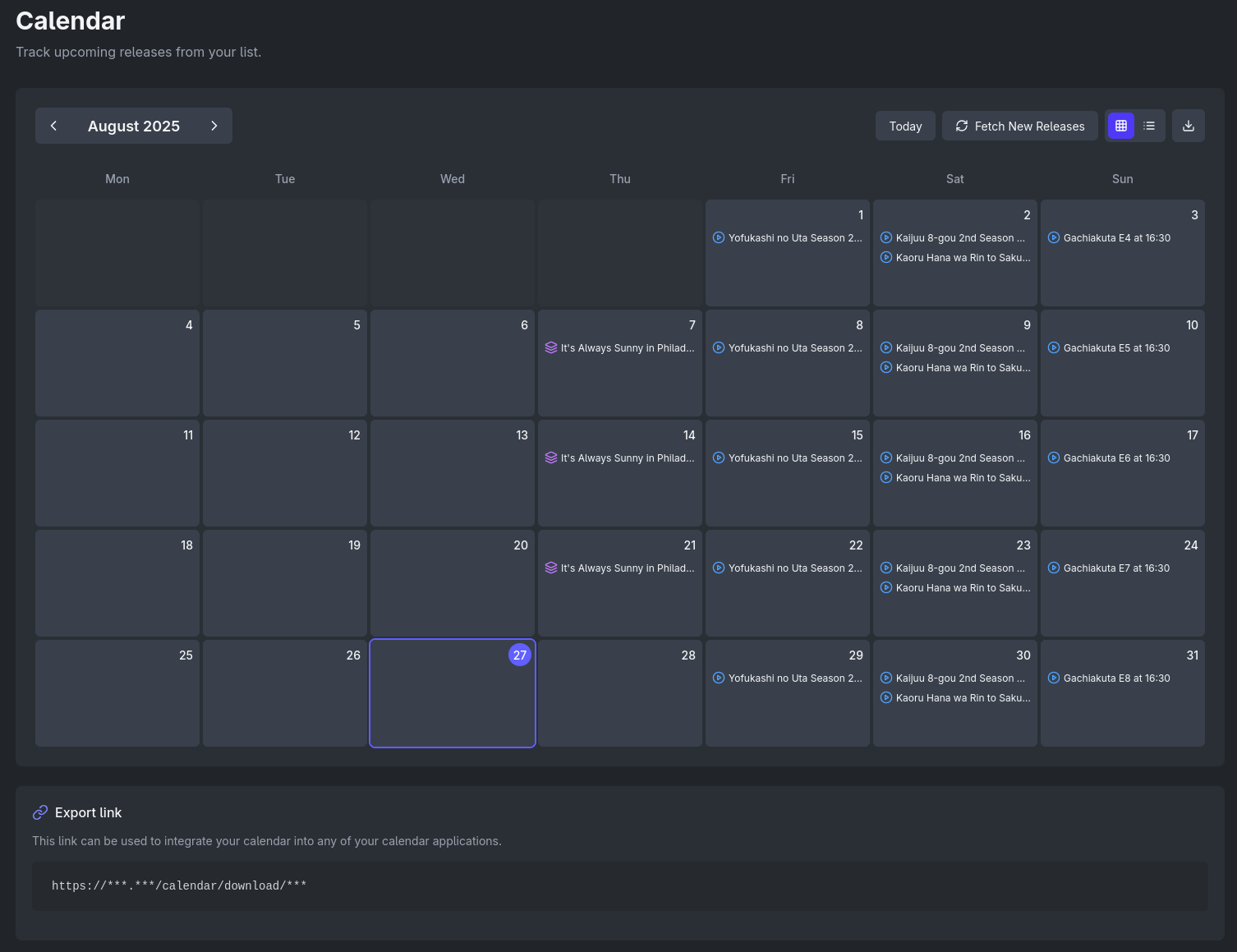Calendrier.